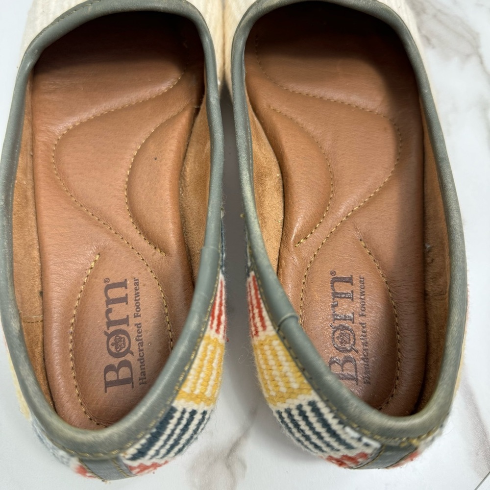 NWOT Born Giselle Woven Cotton Hand Dyed White Vibrant Multicolor Women’s Flats - Picture 8 of 11